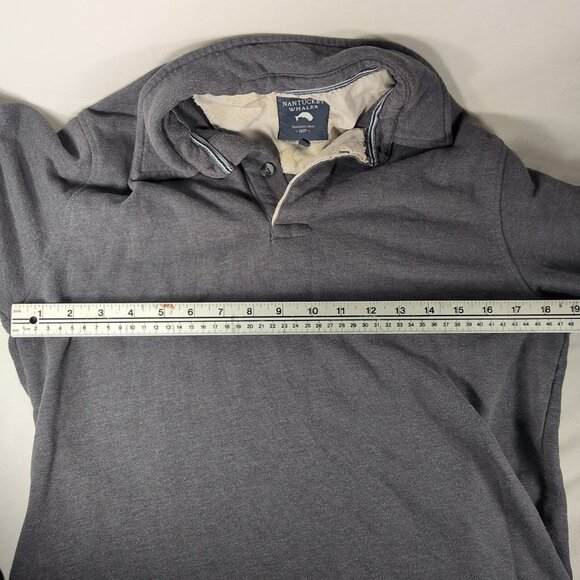 Nantucket Whaler M Men Medium Long Sleeve Collared Shirt 1/4 Button Sweater Gray - Picture 6 of 11